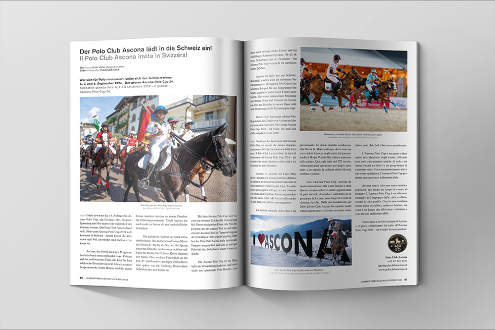 Das Magazin SUMMERTIMES berichtet über den Ascona Polo Cup 2024 | La rivista SUMMERTIMES riporta sull’Ascona Polo Cup 2024